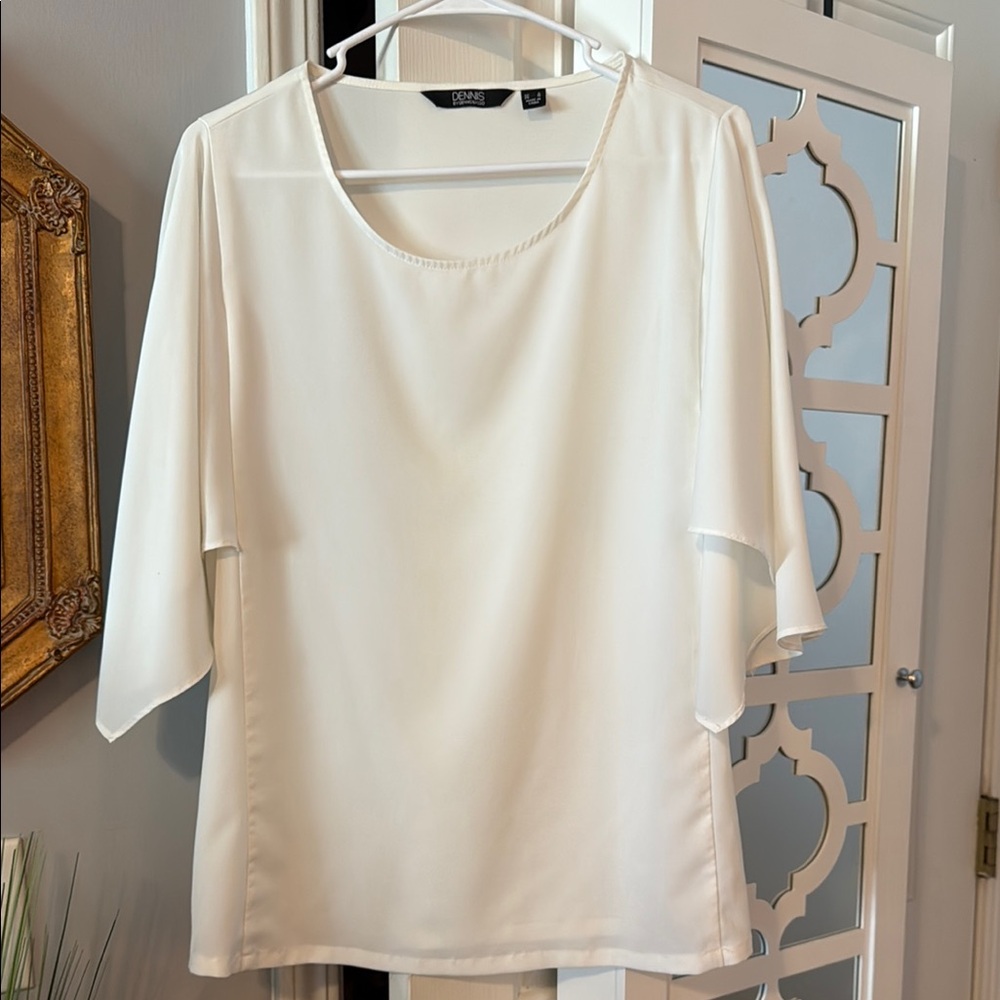 Dennis Basso Cream Boxy Blouse with Relaxed Fit, size S
